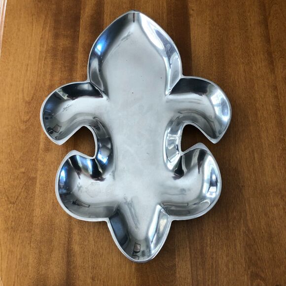 IHI Fleur De Lis Silver Metal Serving Plate Dish India - Picture 1 of 5